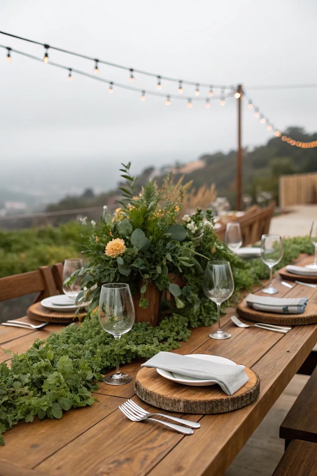 Natural splendor with rustic features and greenery.