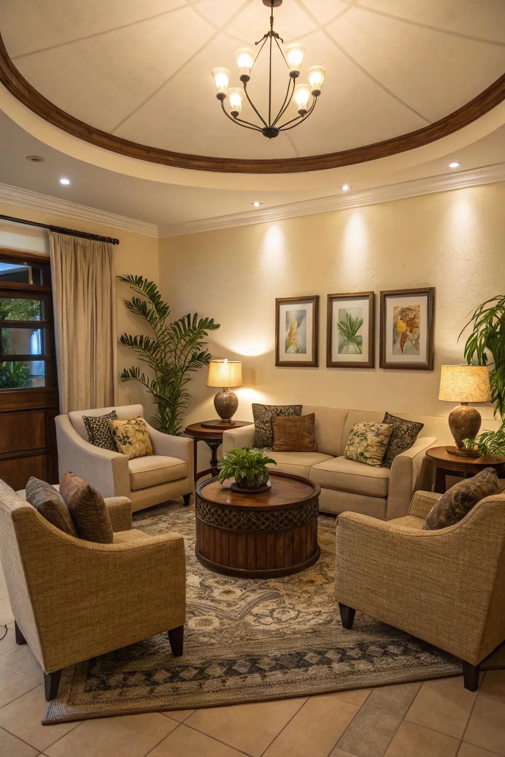 A cozy furniture layout makes your living area feel more comfy and friendly.