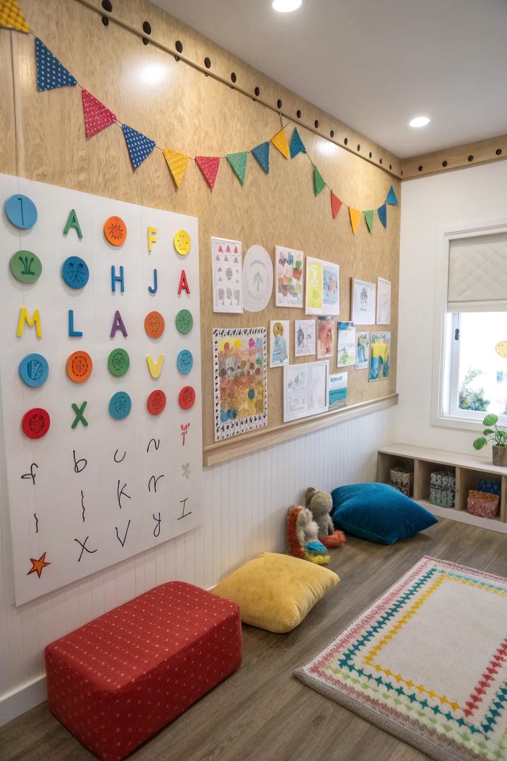 Engaging wall art sparks creativity and learning.