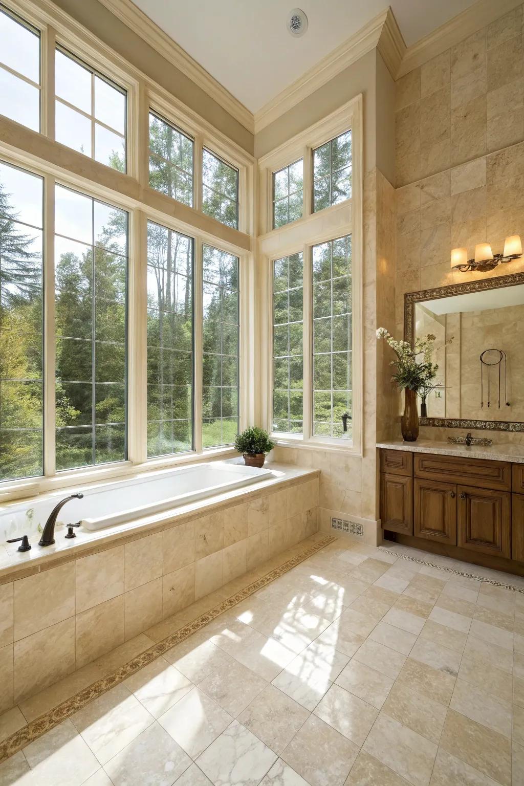 Natural light amplifies the splendor of crema marfil.