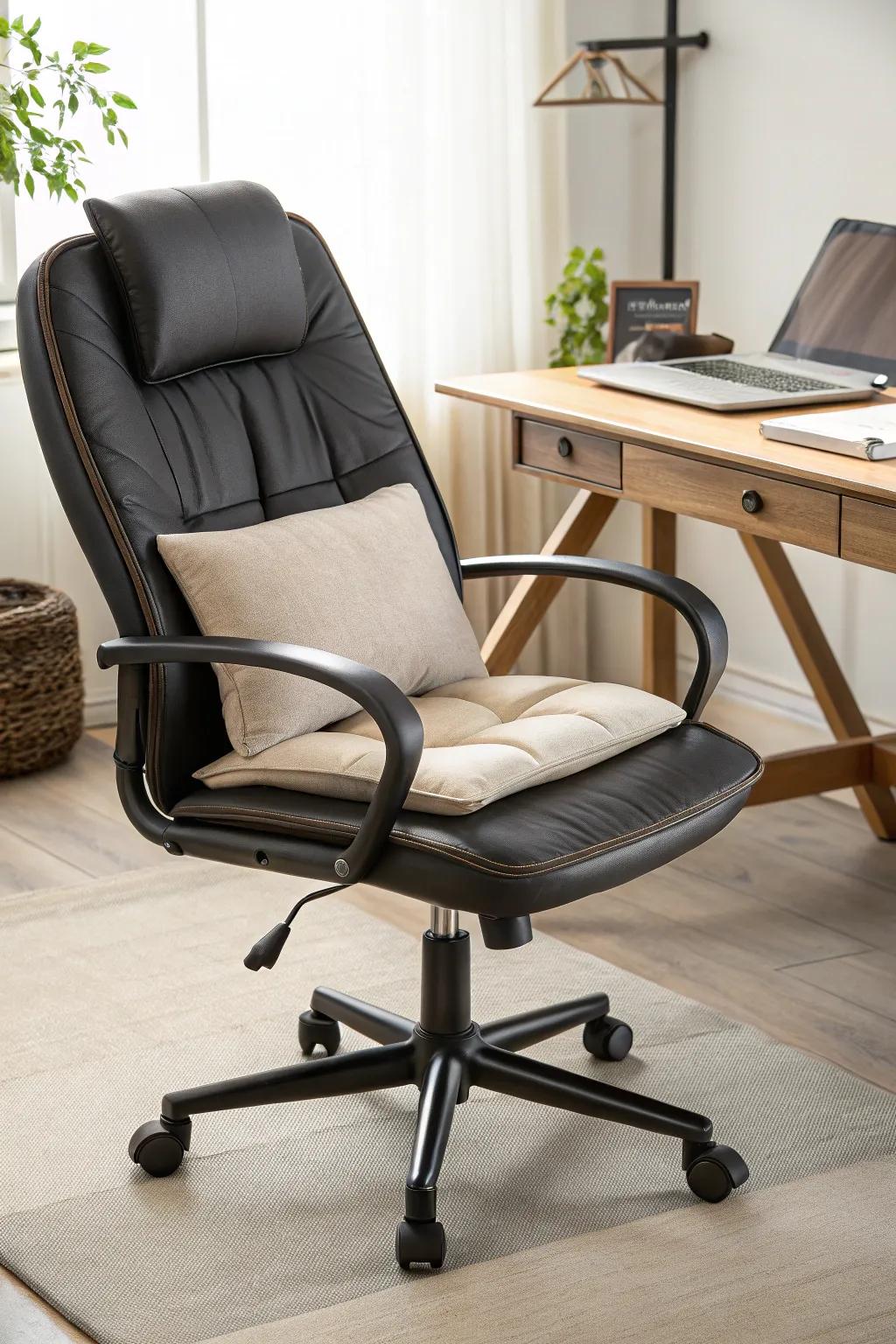 Enhance comfort with a supportive seat pad.