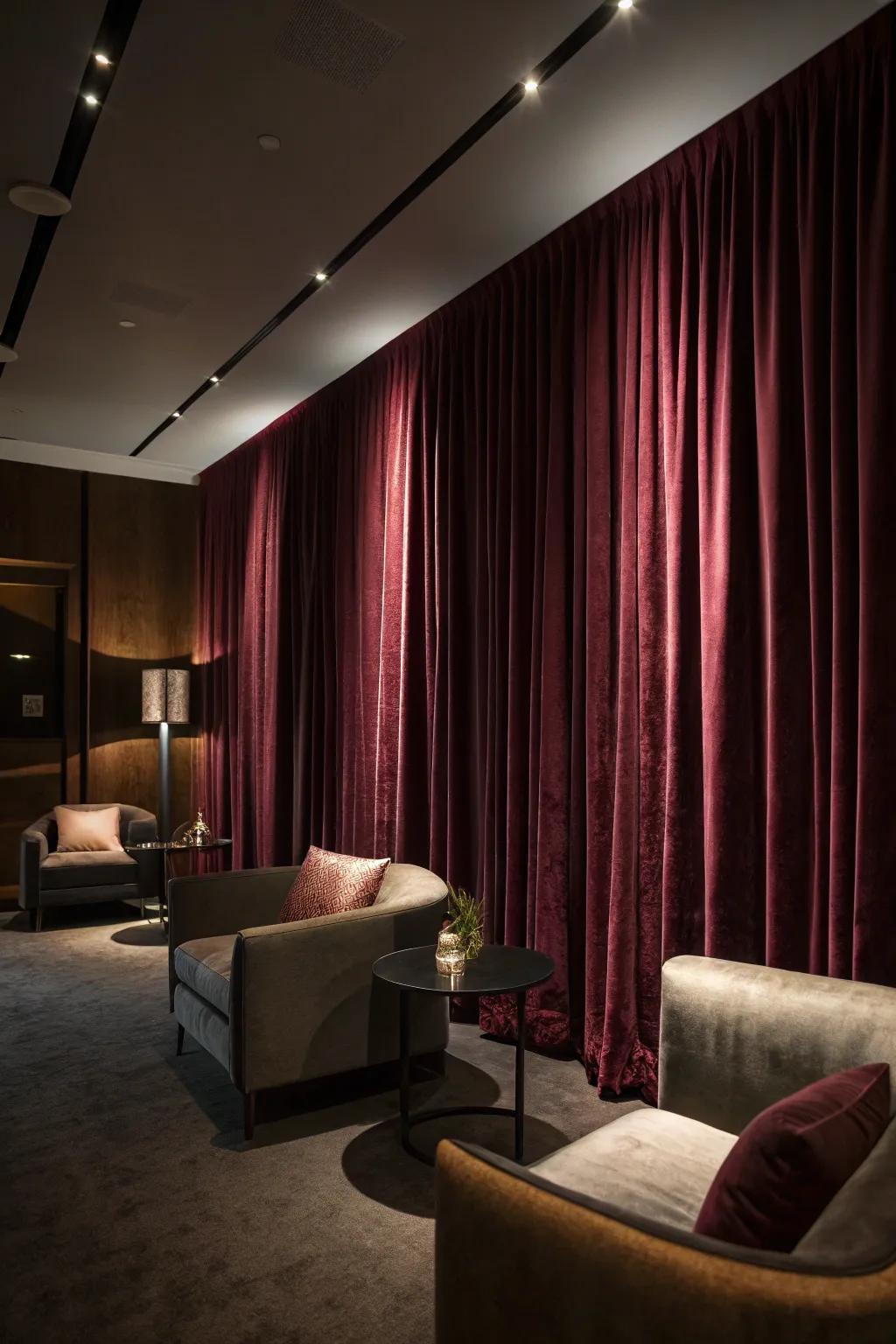 Dark drapes are effective in bringing depth and drama to any space.