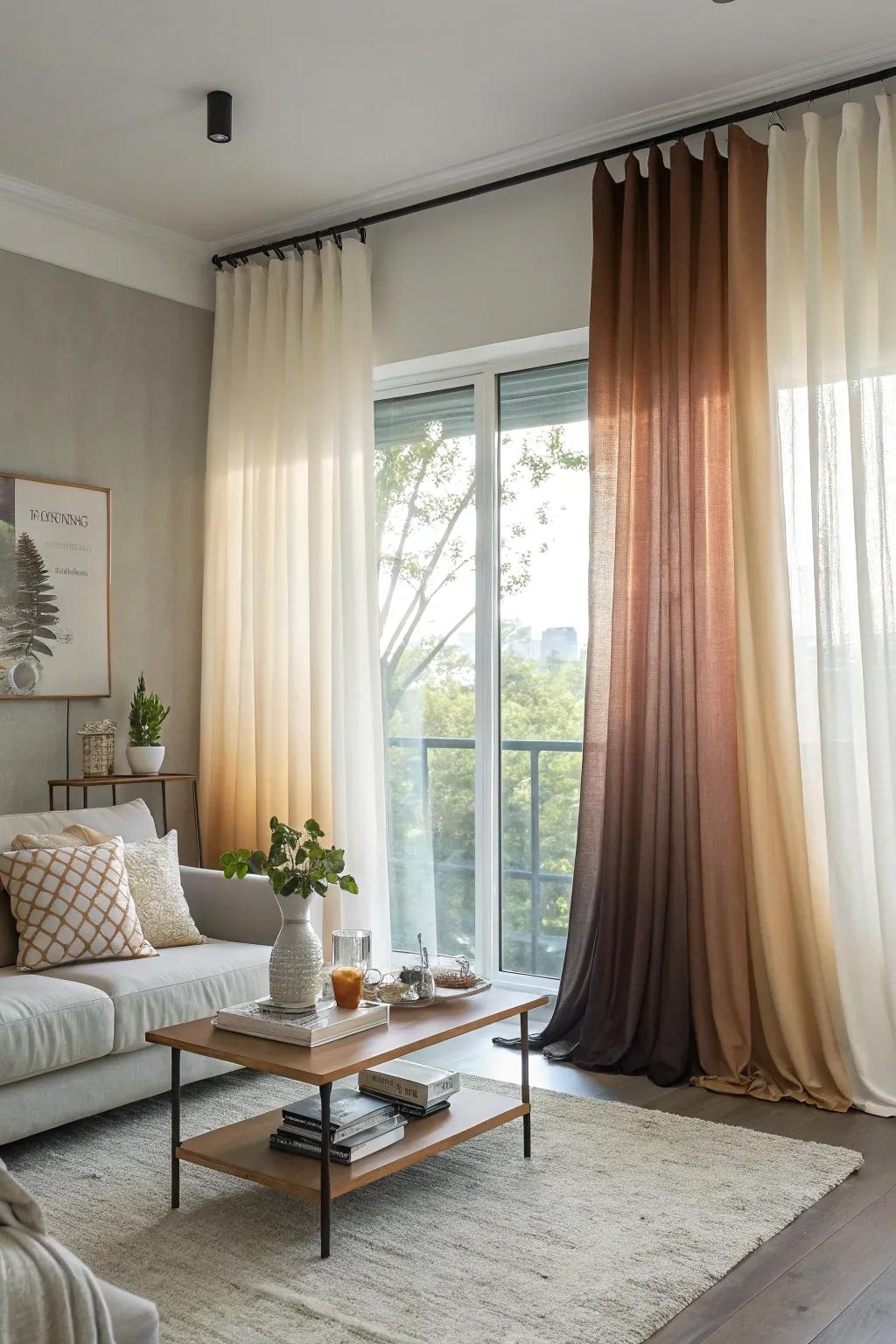 Ombre window coverings offer a trendy and sophisticated look.