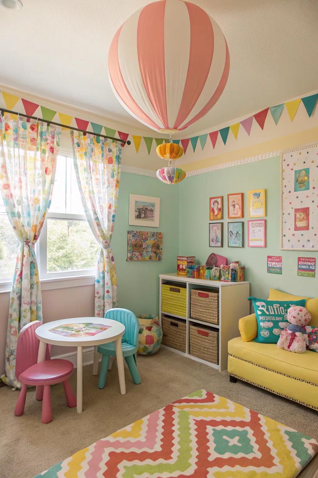 Add whimsy and fun to a child's room with balloon valances.