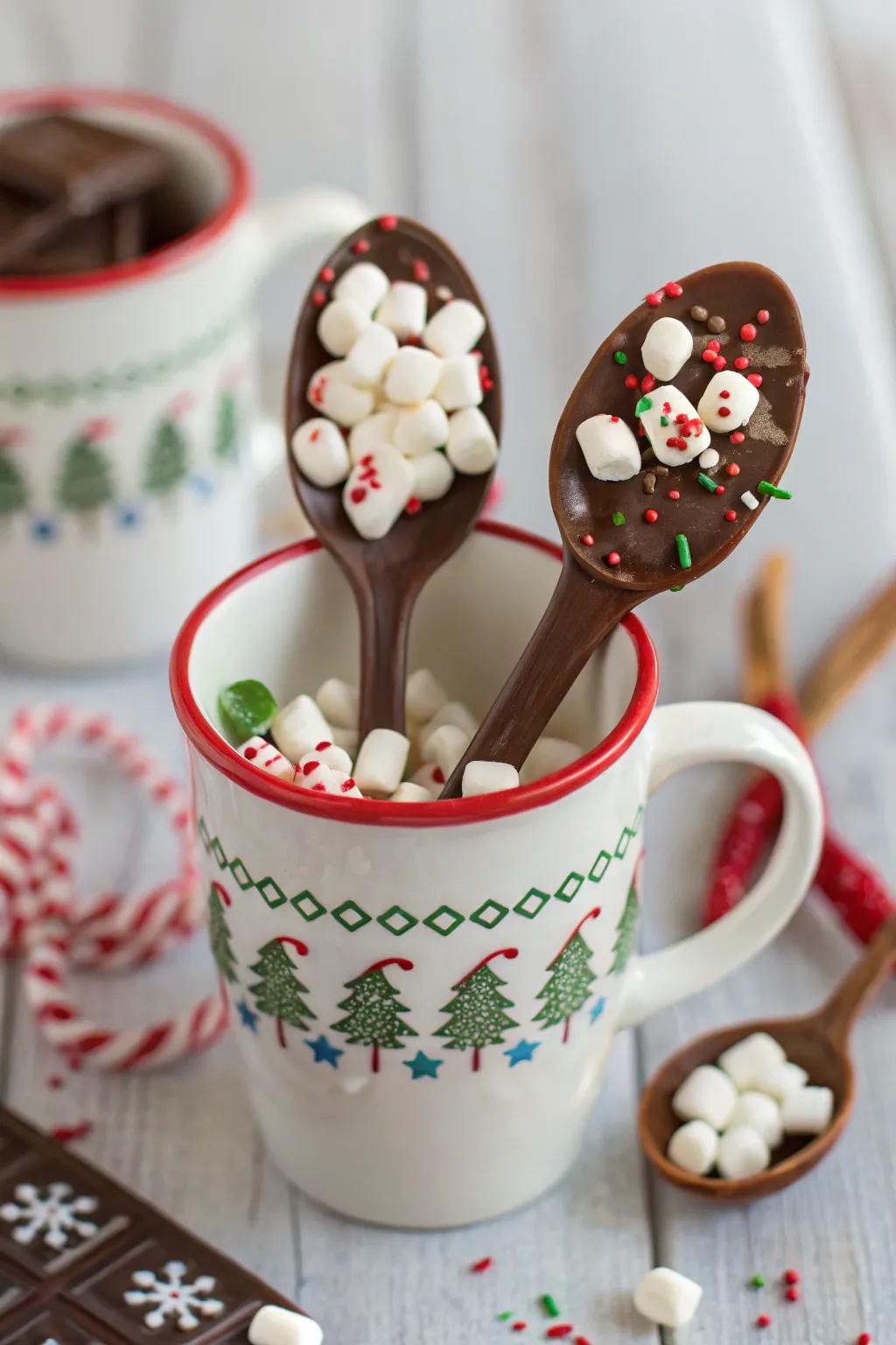 Warm chocolate utensils which change any warm drink into a celebratory delight.
