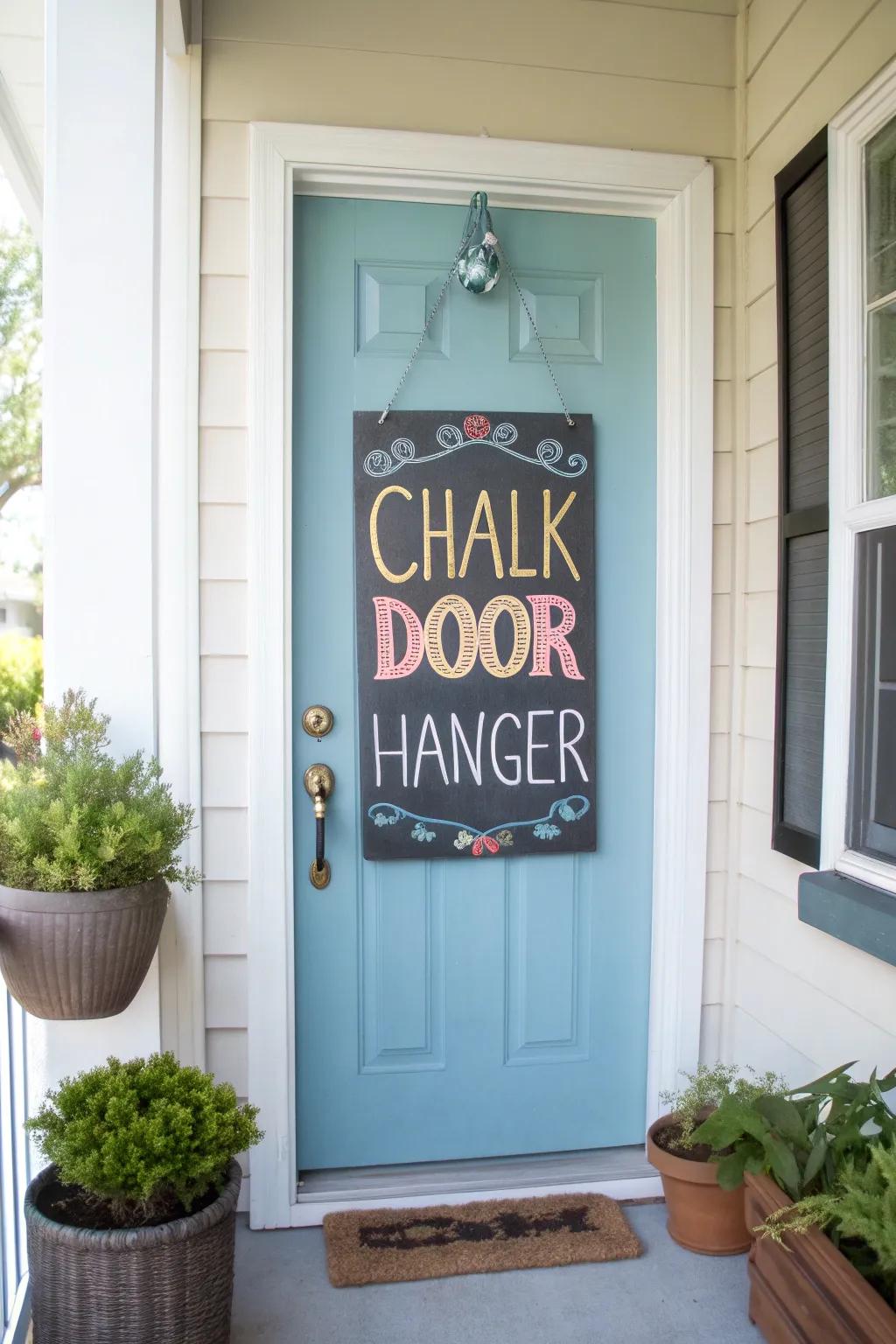 A fun writing board door feature for ever-changing greetings.