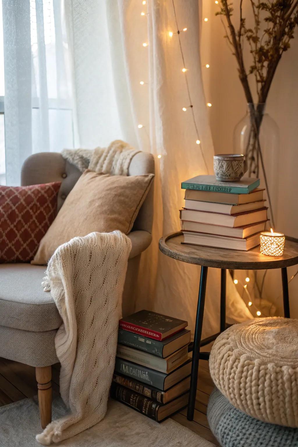 A charming perusing corner, inviting for some tranquil duration and a delightful story.