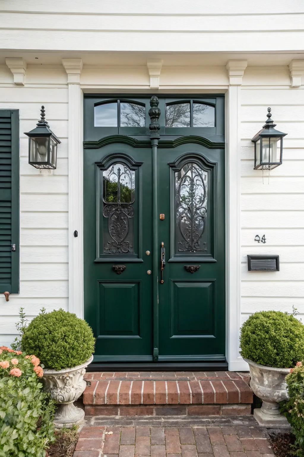 A bi-fold style door adds charm and practicality to the doorway.