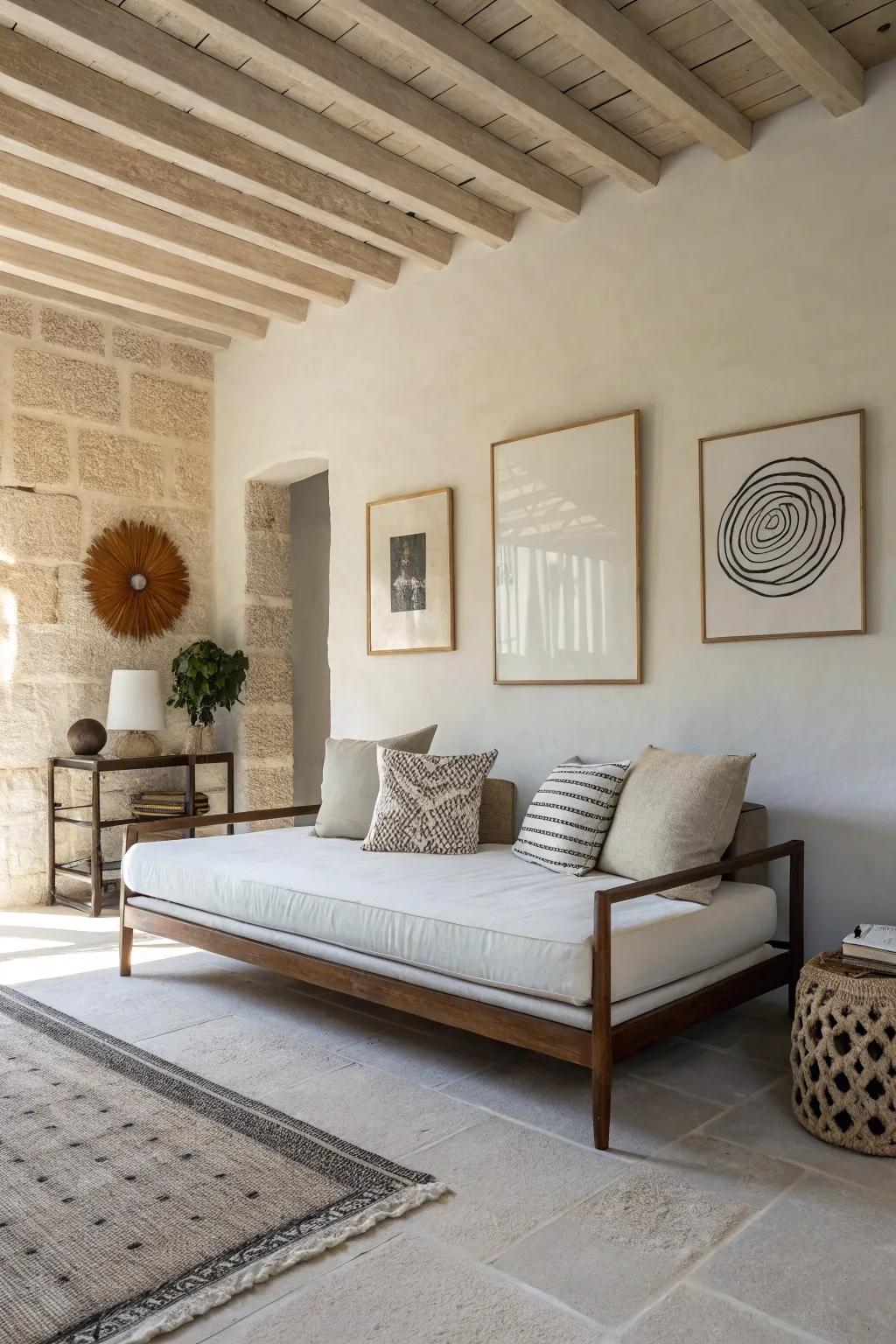 A minimalist daybed arrangement that emphasizes elegance and simplicity.