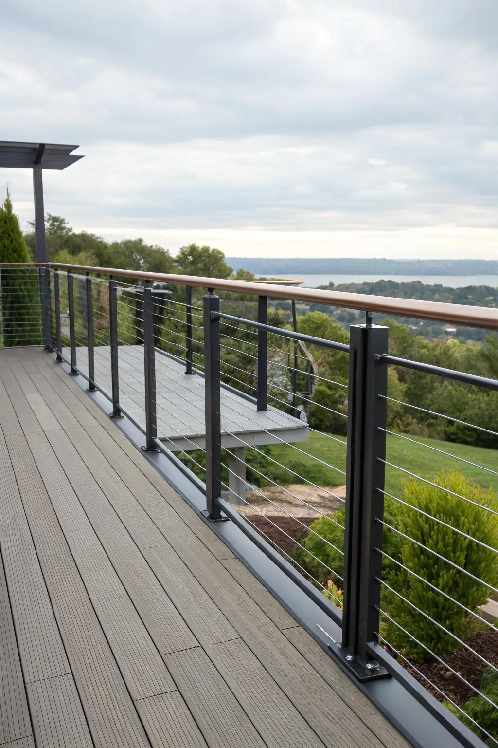 Sleek railings add a touch of modern elegance to this deck.