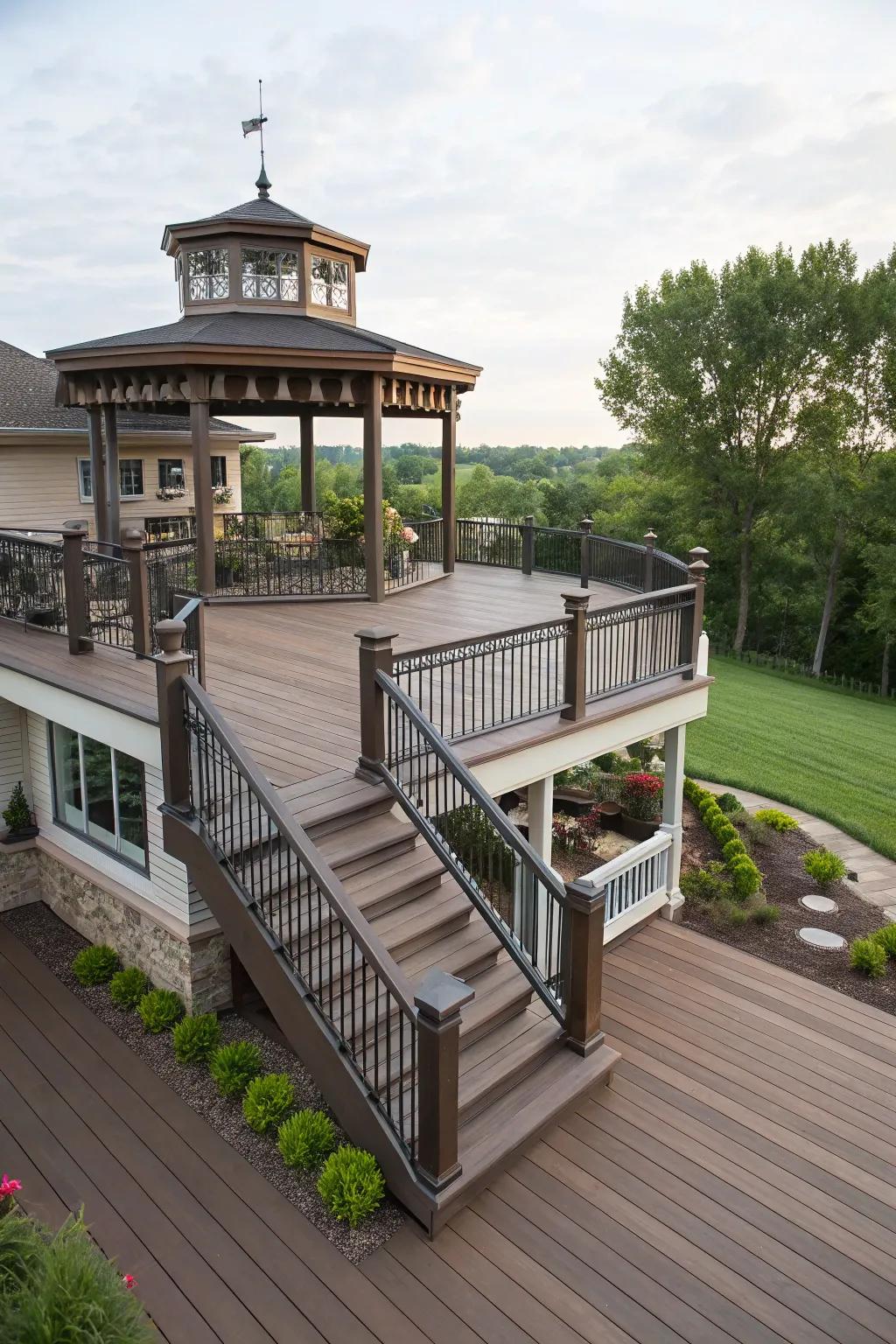 Staggered fascia blueprint amplifies the structural fascination of any deck.
