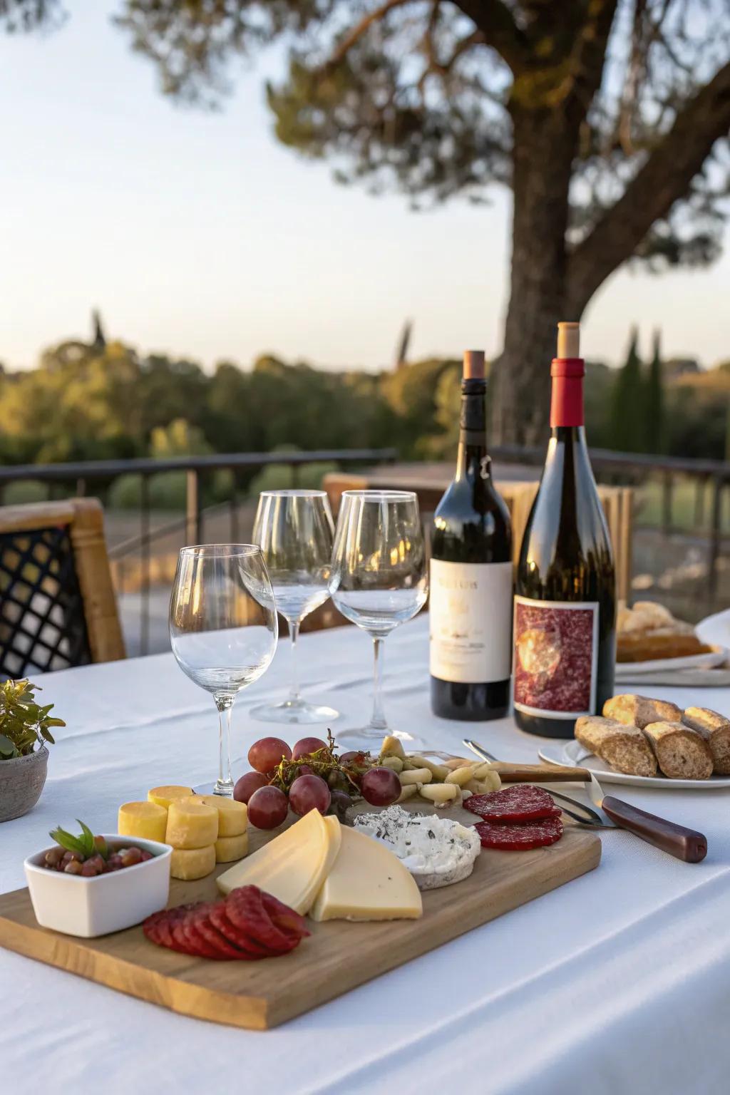 Wine tasting on the deck provides a touch of elegance.