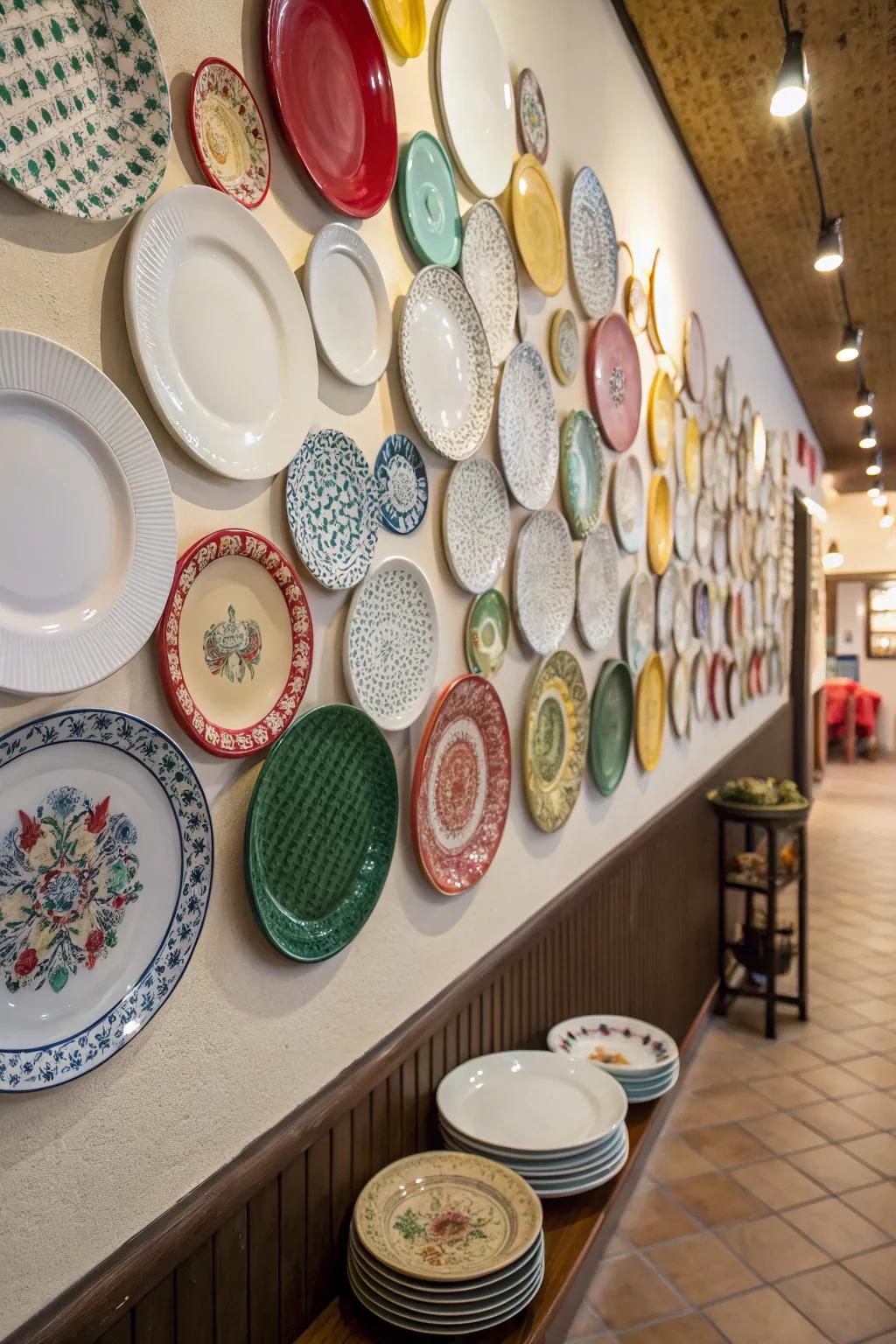 Variety in dish dimensions imparts playful fascination.