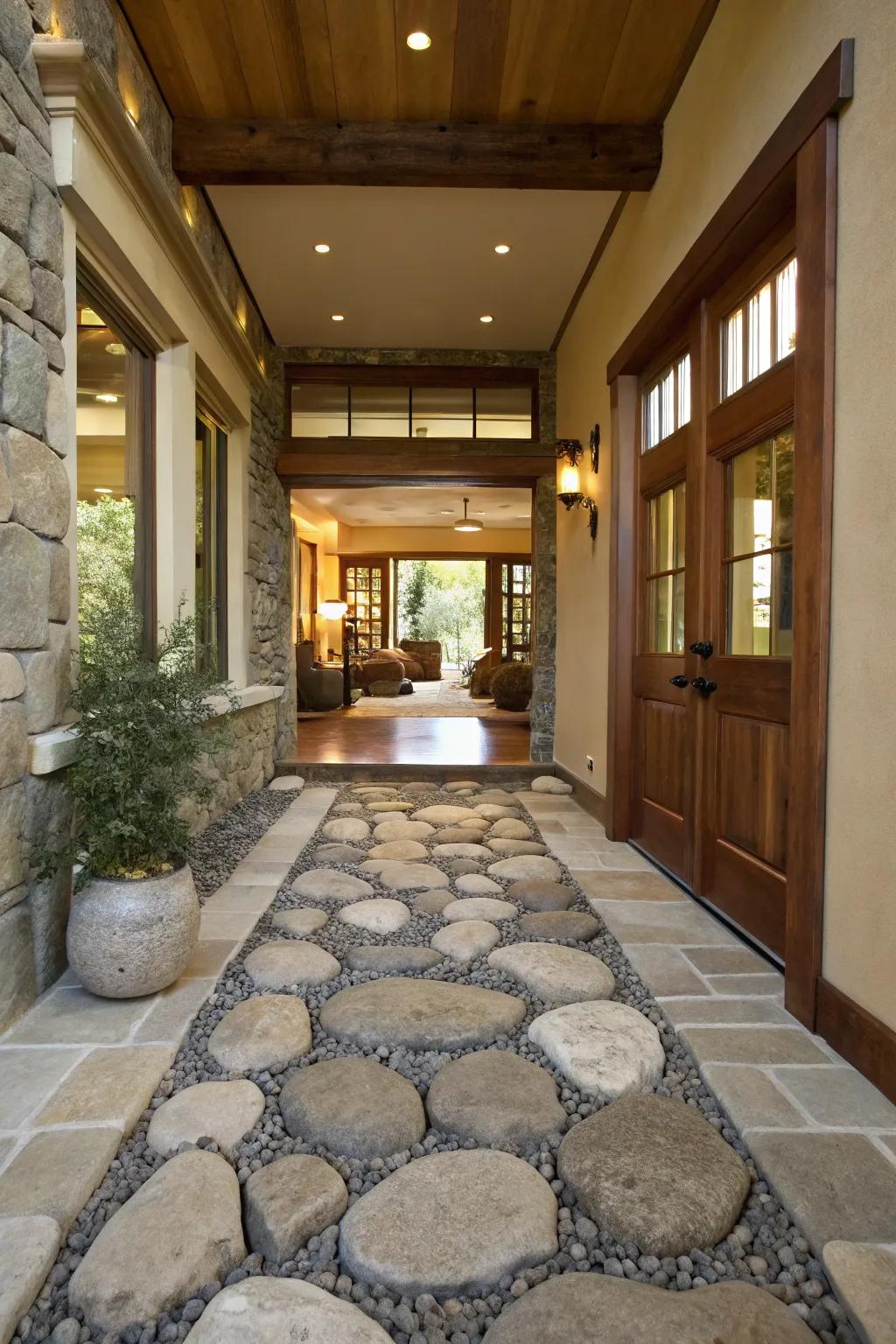 Make a grand entrance using stone paths in your entrance.