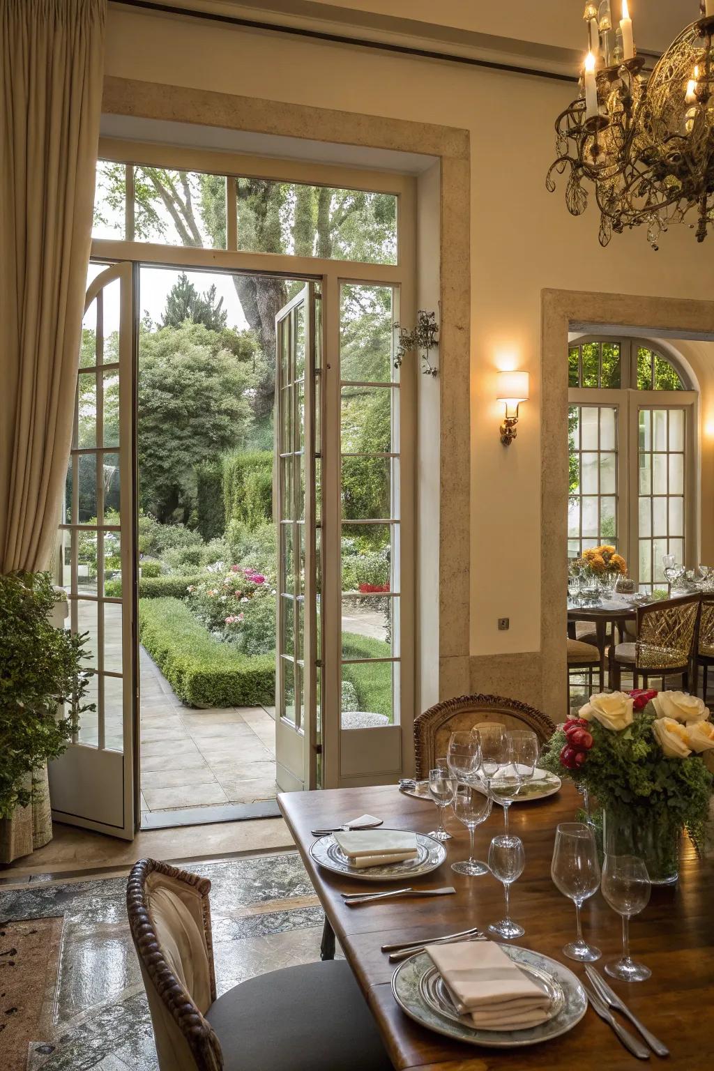 A smooth transition linking indoor dining and the beauty of the outdoors.