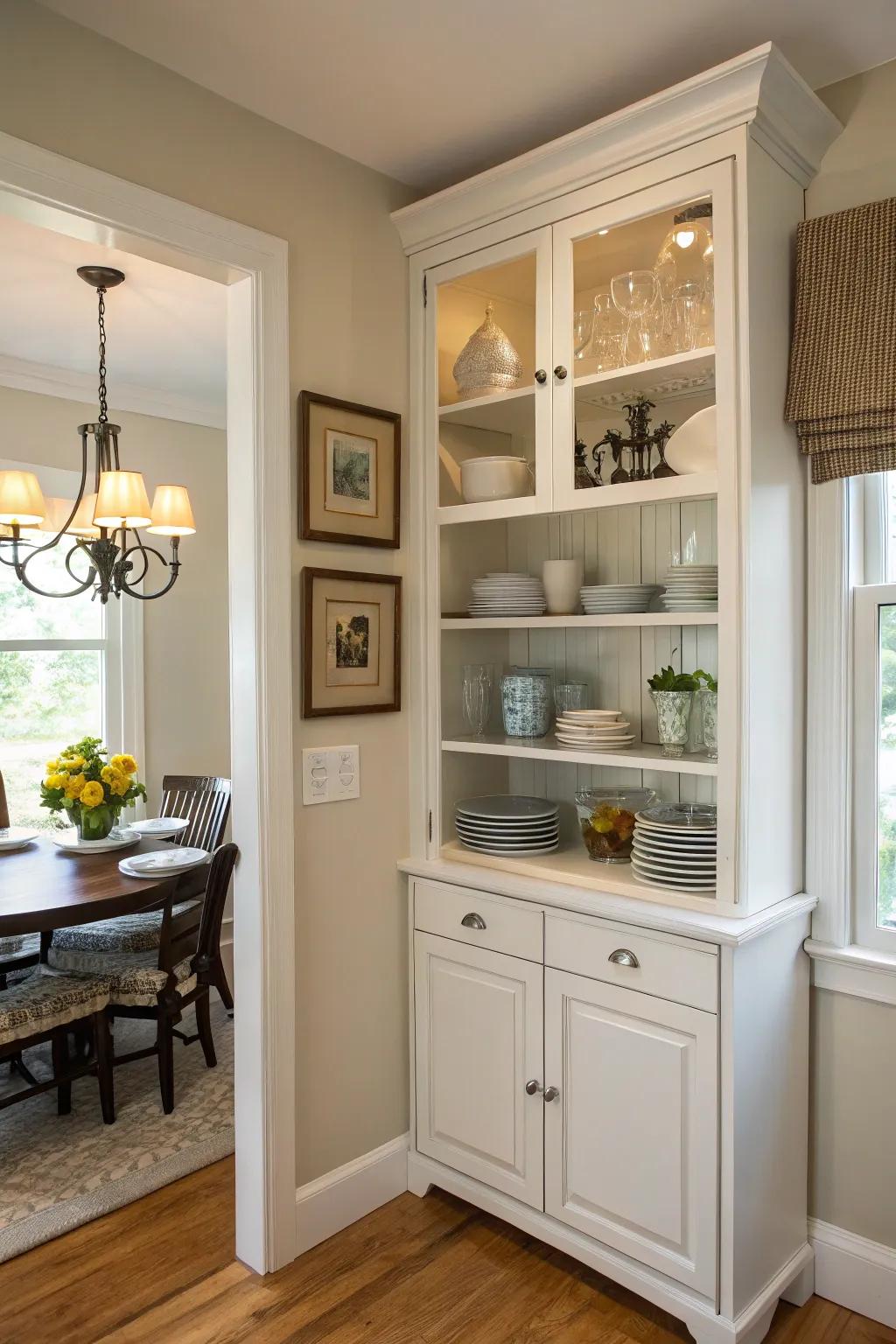Corner cabinets are ideal for making the most of small dining spaces.