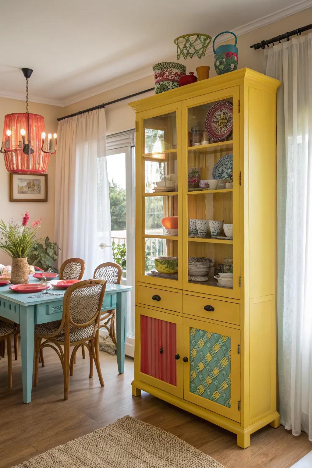 Make a statement with a boldly colored display.