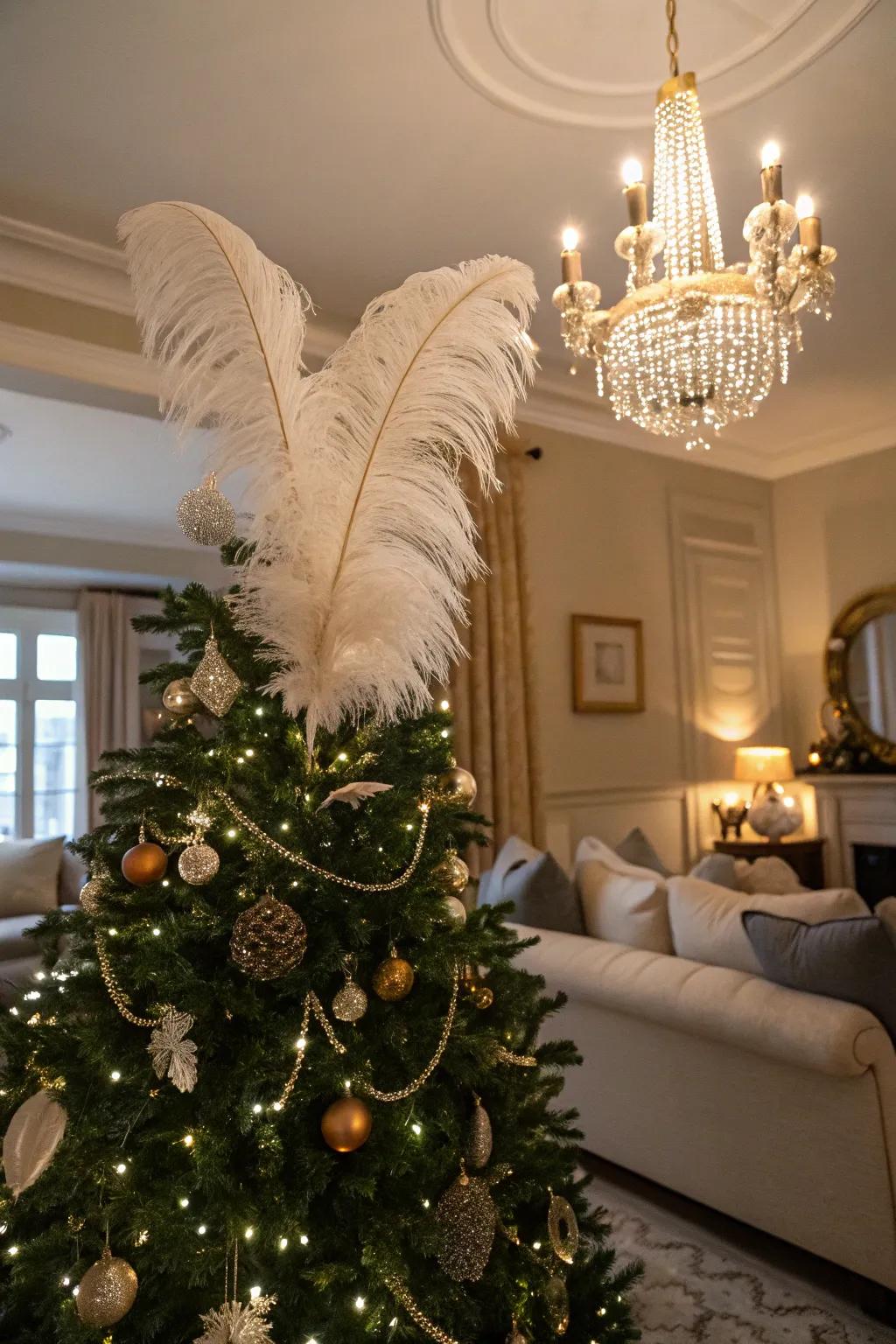 Otherworldly sophistication with a feather plume.