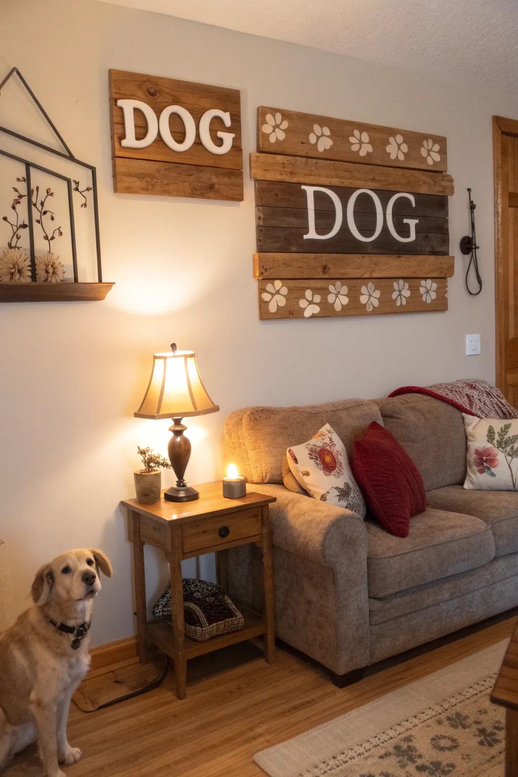 Add a sprinkle of joy with dog-inspired signage.