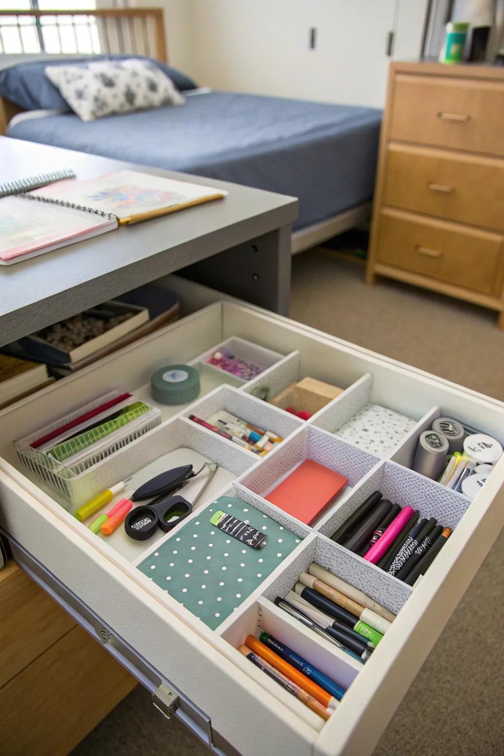 Drawer dividers keep your essentials organized.