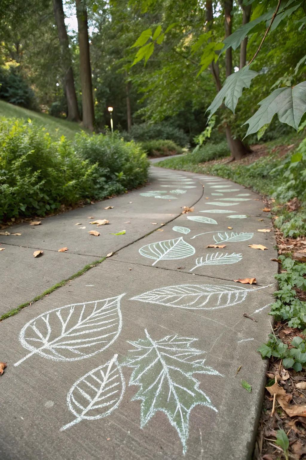 Simple leaf designs bring a touch of nature to the pavement.