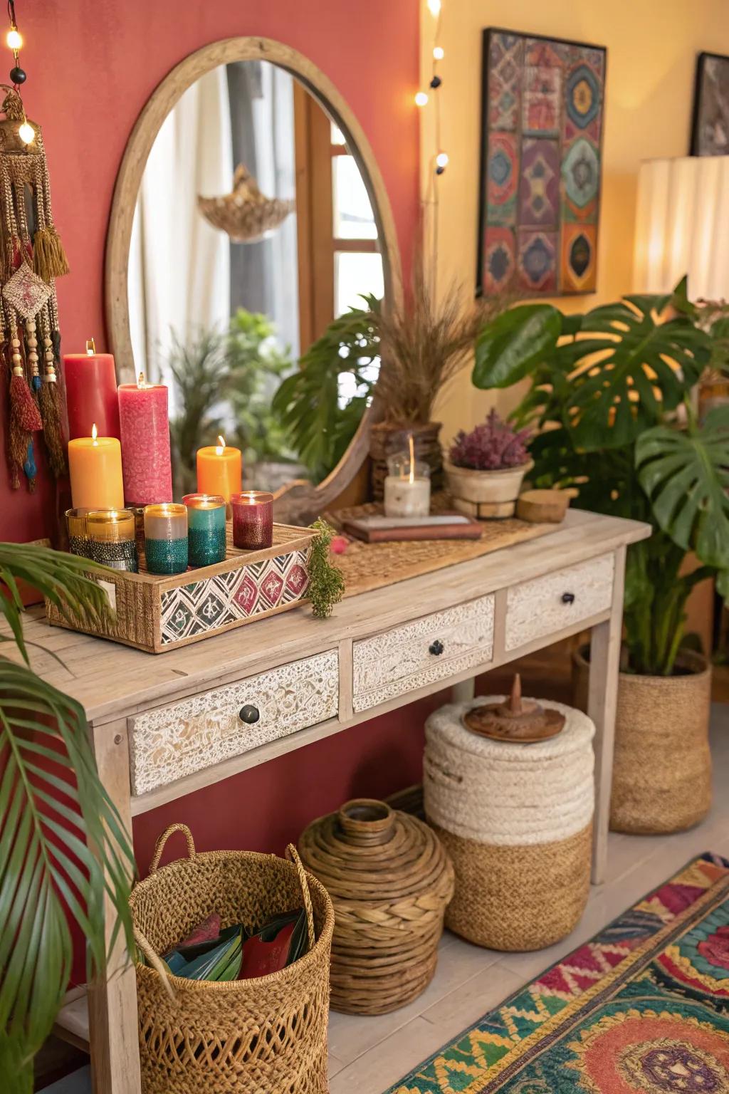 Express your creativity with a bohemian dressing table.