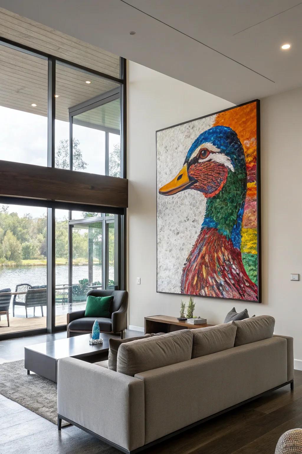 Non-representational waterfowl art provides a contemporary twist to conventional decorating.