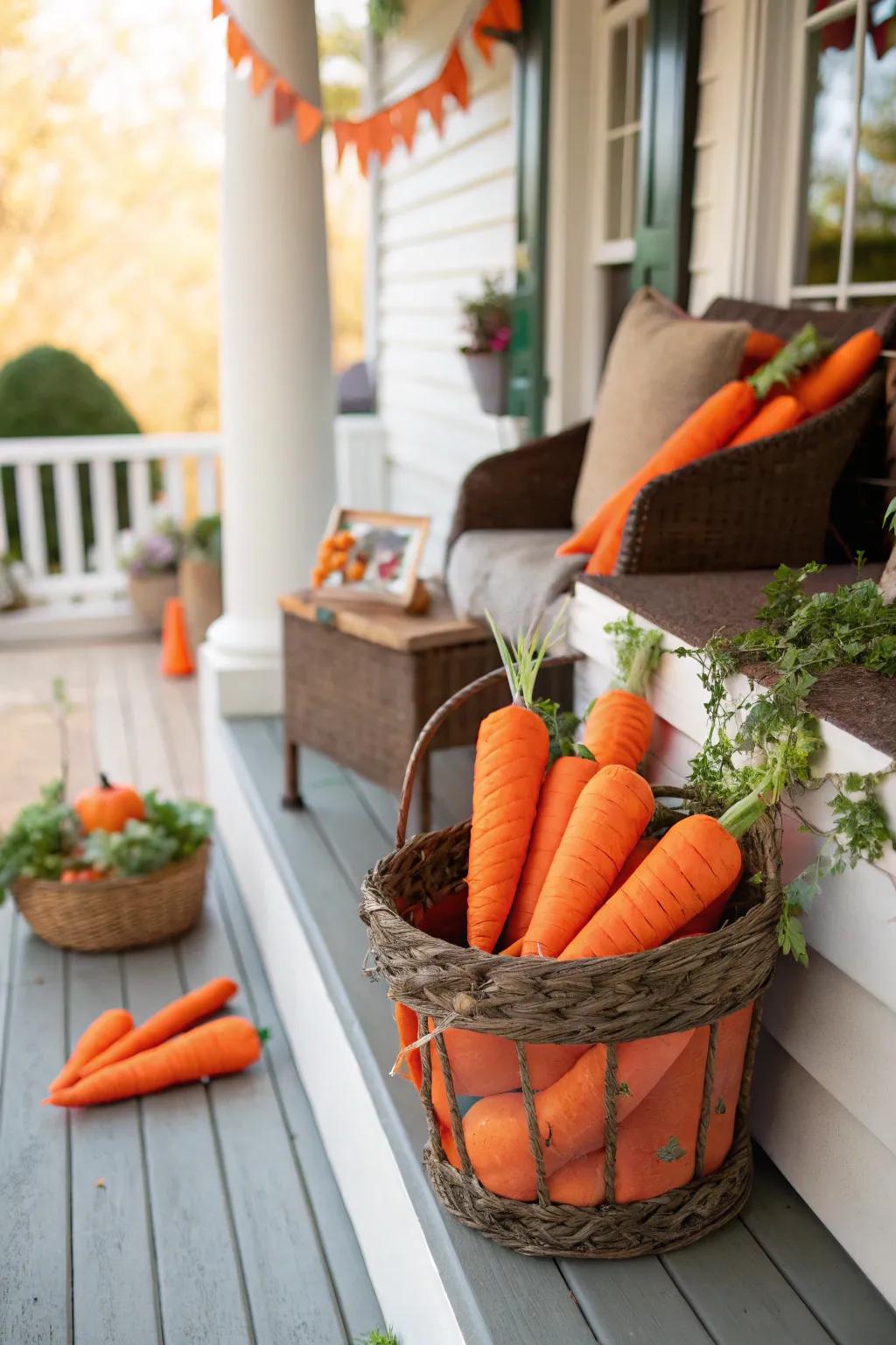 Root vegetable decorations introduce an eccentric Easter twist.