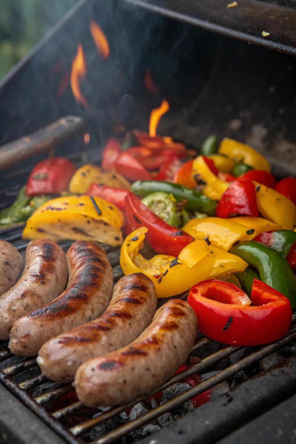 Satisfying flame-kissed meats complemented by colorful peppers.