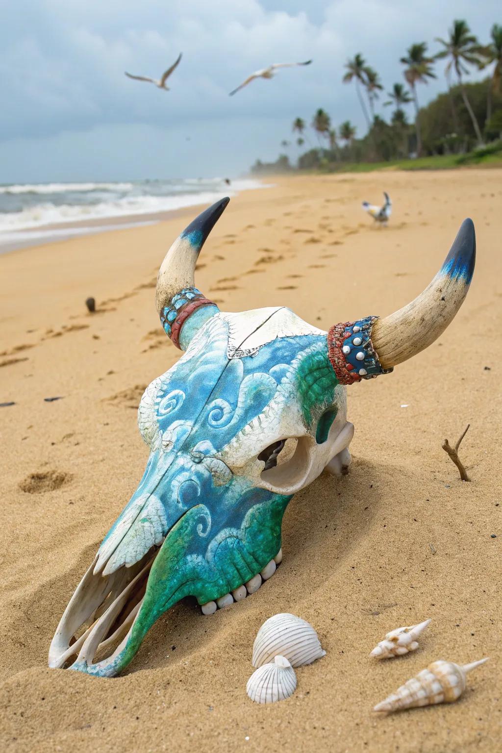 Oceanic themes transform craniums into serene seaside décor.