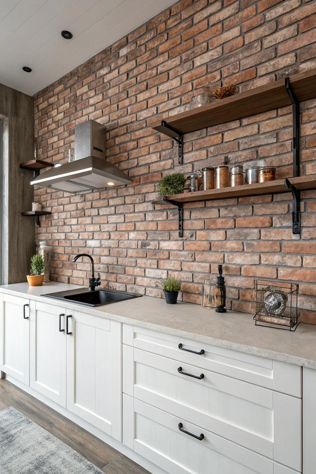 Simulated block finish imparts urban sophistication.