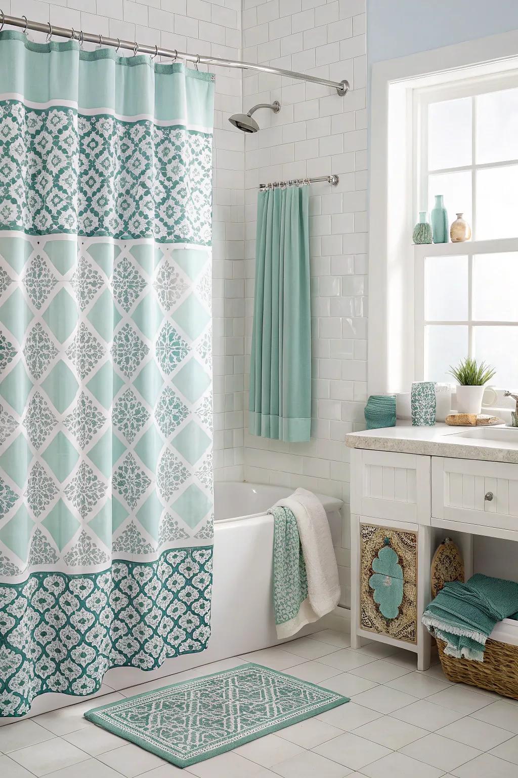A bathroom where the shower screen and decor components harmoniously complement each other.