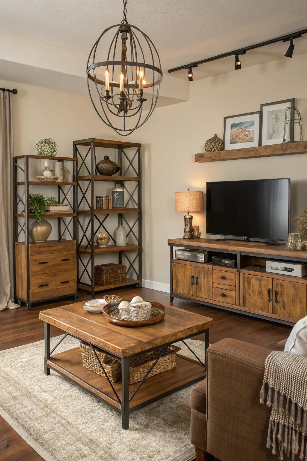 A harmonious mix of materials boosting the room's appeal.