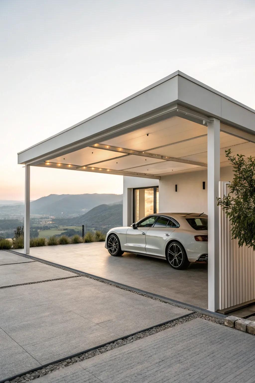 Achieve modern elegance with a sleek, minimalist carport design.