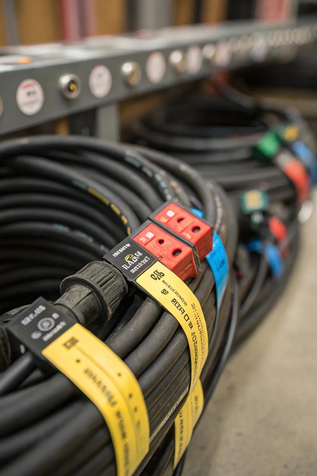 Labels with color codes simplify the task of swiftly locating the appropriate lead.