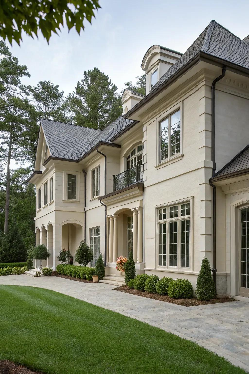 Architectural concord is attained through complementary window outlines.
