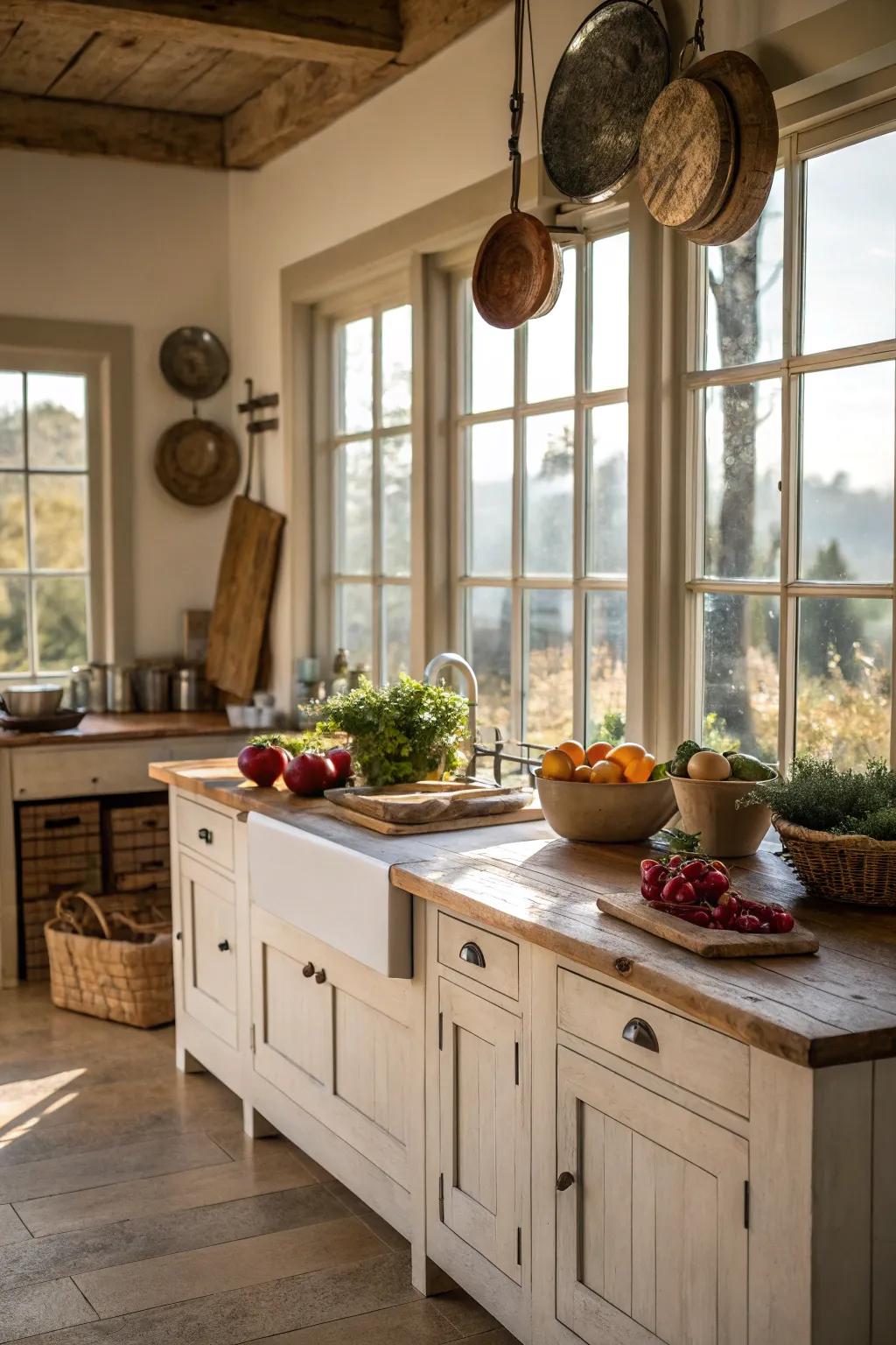 Sunlight enhances the beauty of your country cooking centerpiece.