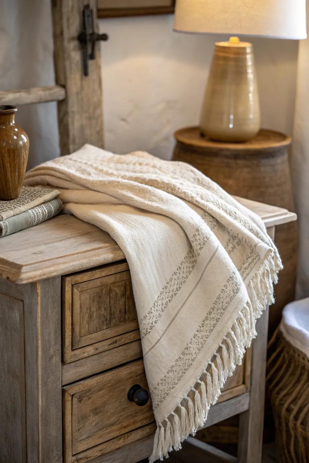 Weaves add warmth and texture to the decor.
