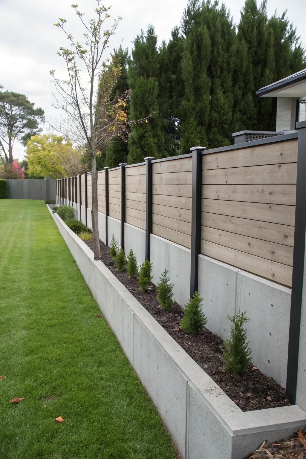Concrete edging delivers a strong and industrial declaration.