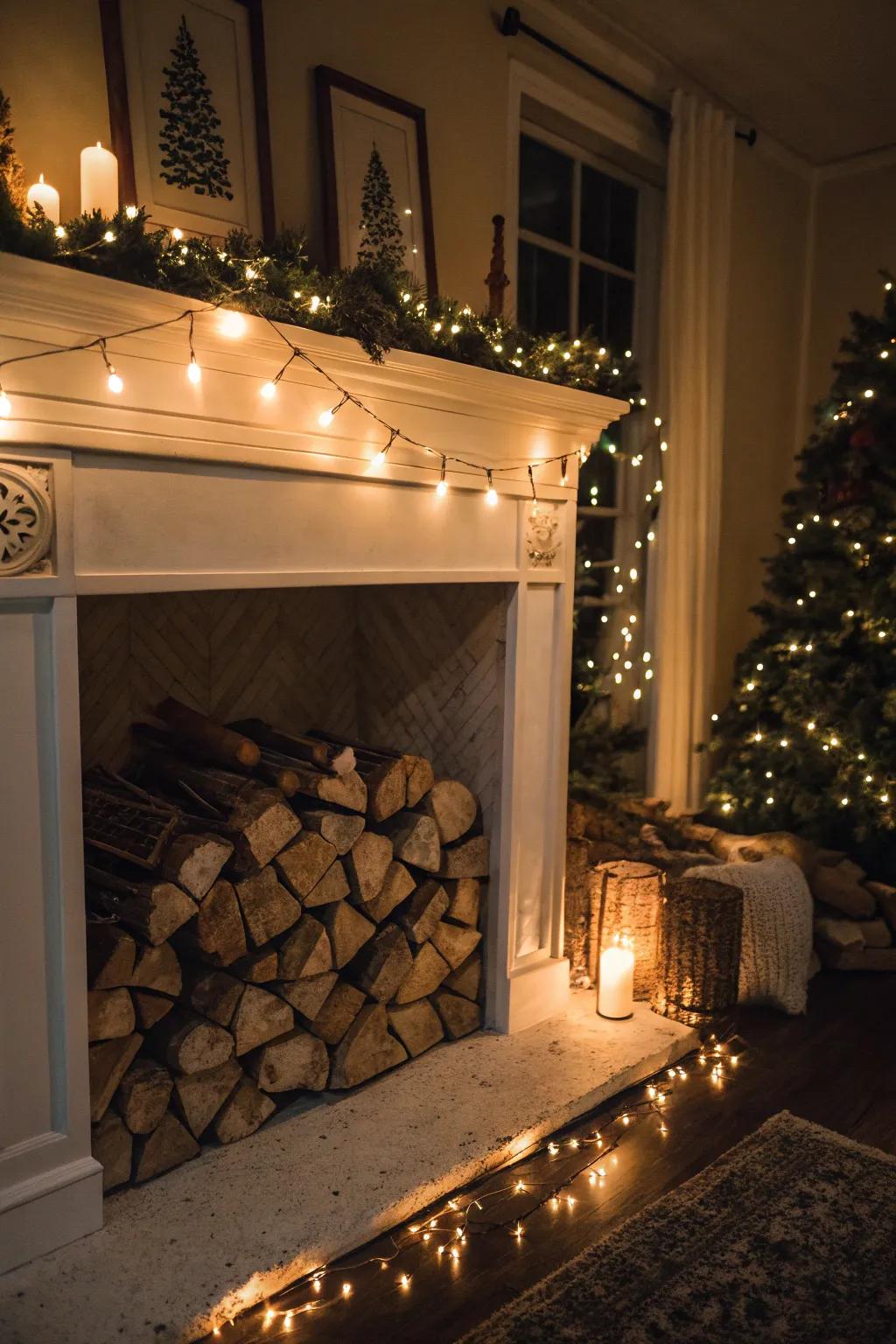 Shimmer strands give firewood a captivating glow.