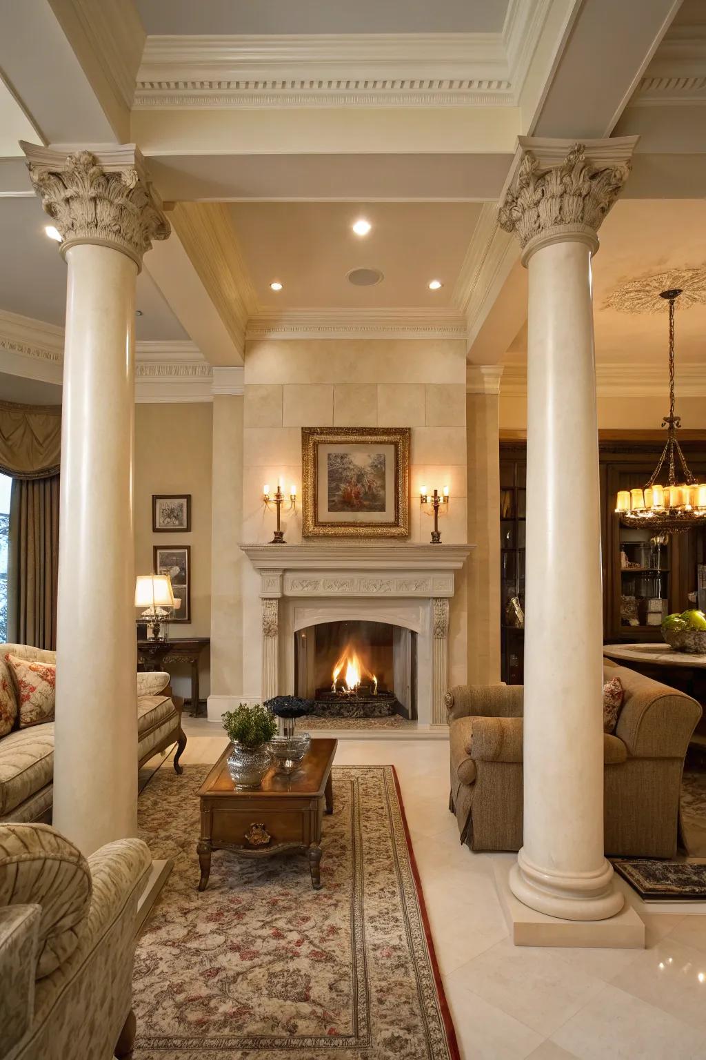 Sophisticated uprights frame your fireplace with elegance.