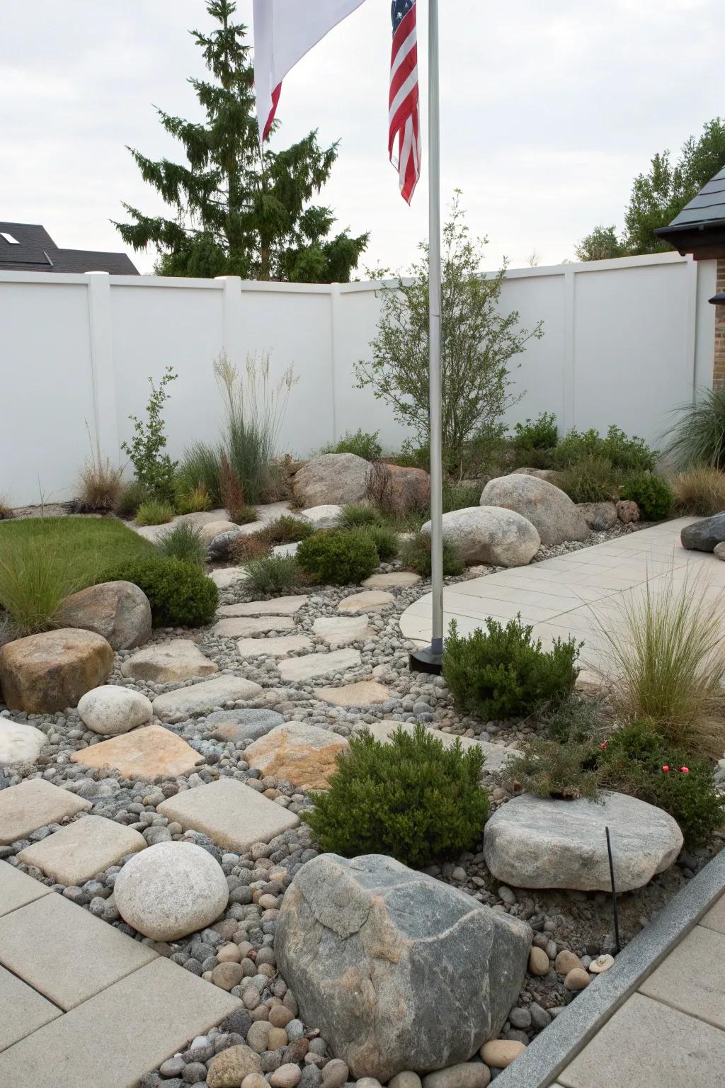 Rock gardens provide a smooth, low-maintenance look.