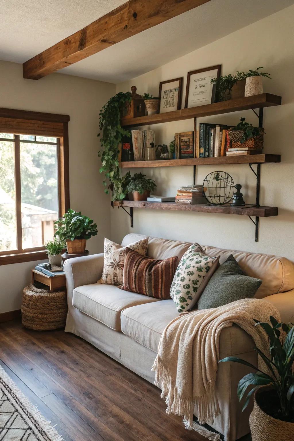 Rustic elements add warmth and charm.