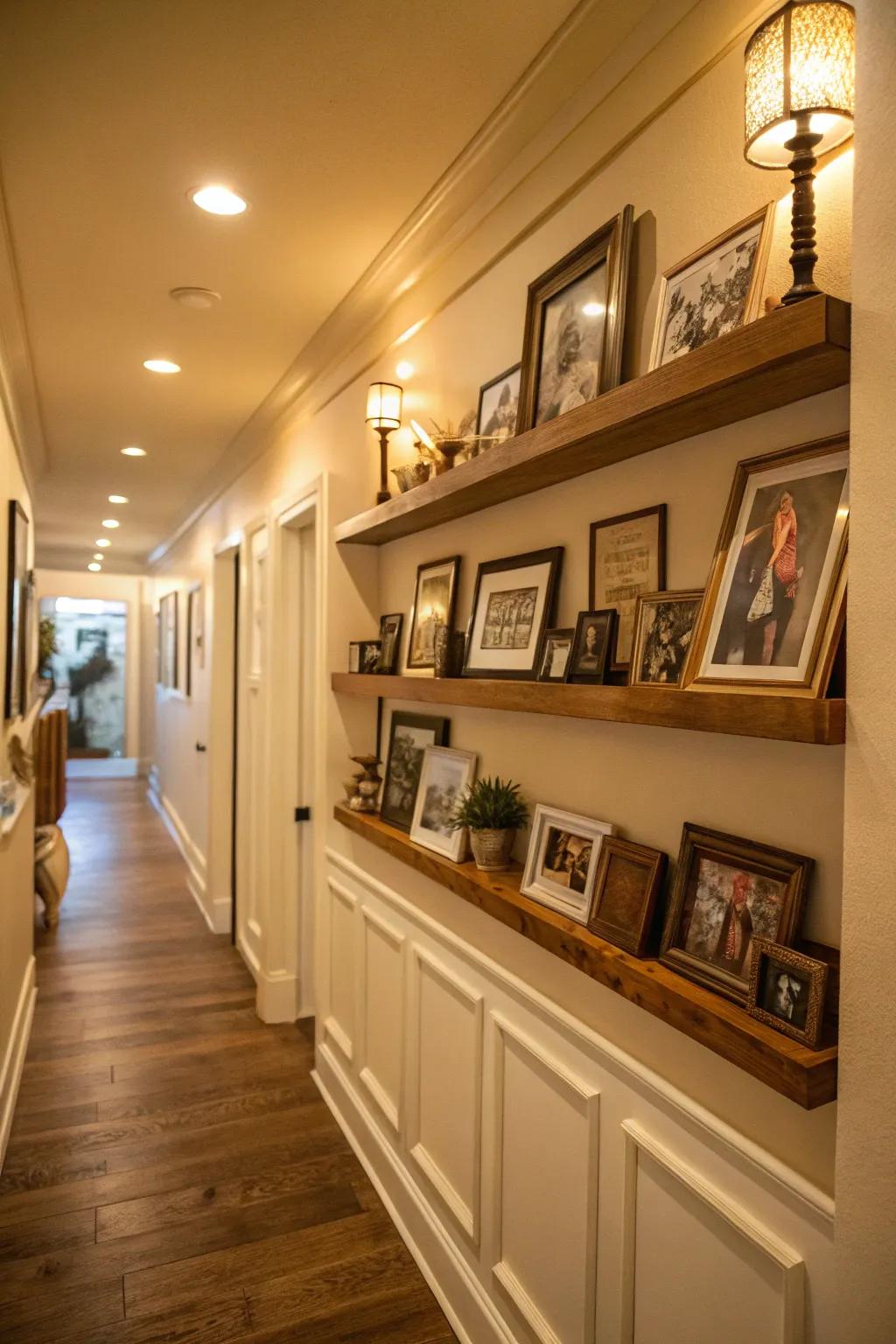 Introduce private touches to your passageway with floating ledges.
