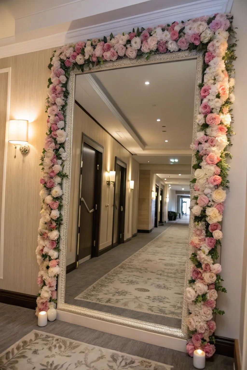 Enhance your decor using reflectors bordered in flowers.