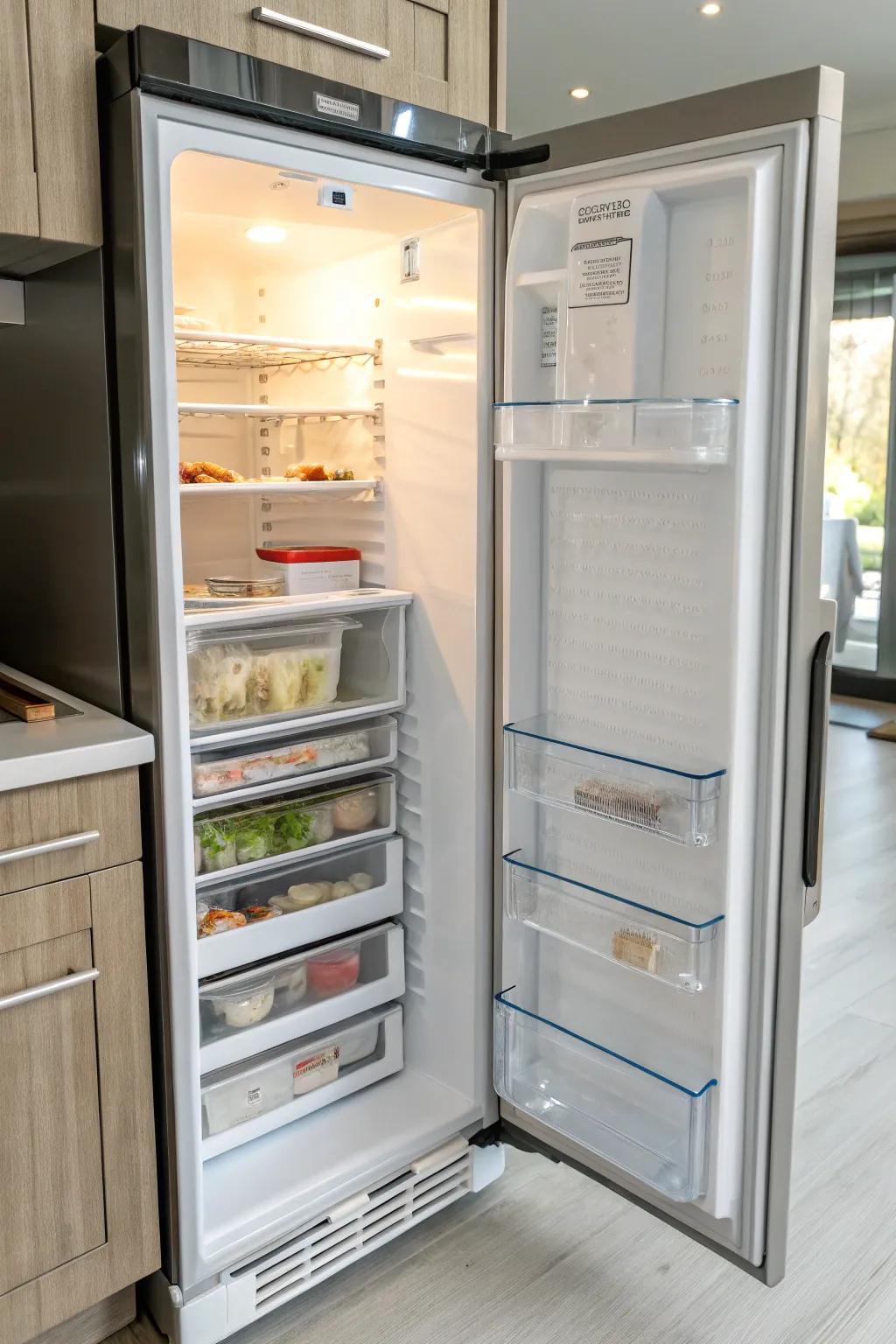 Adjustable shelves provide adaptability for items of different sizes.