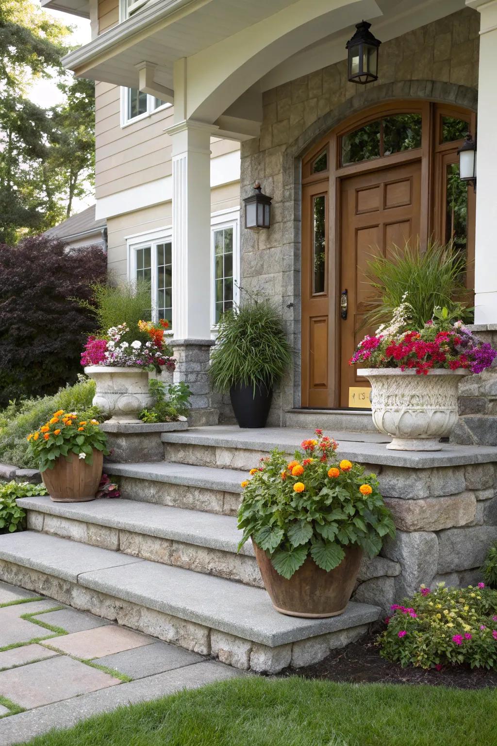 Add layered interest with planters on varying levels.