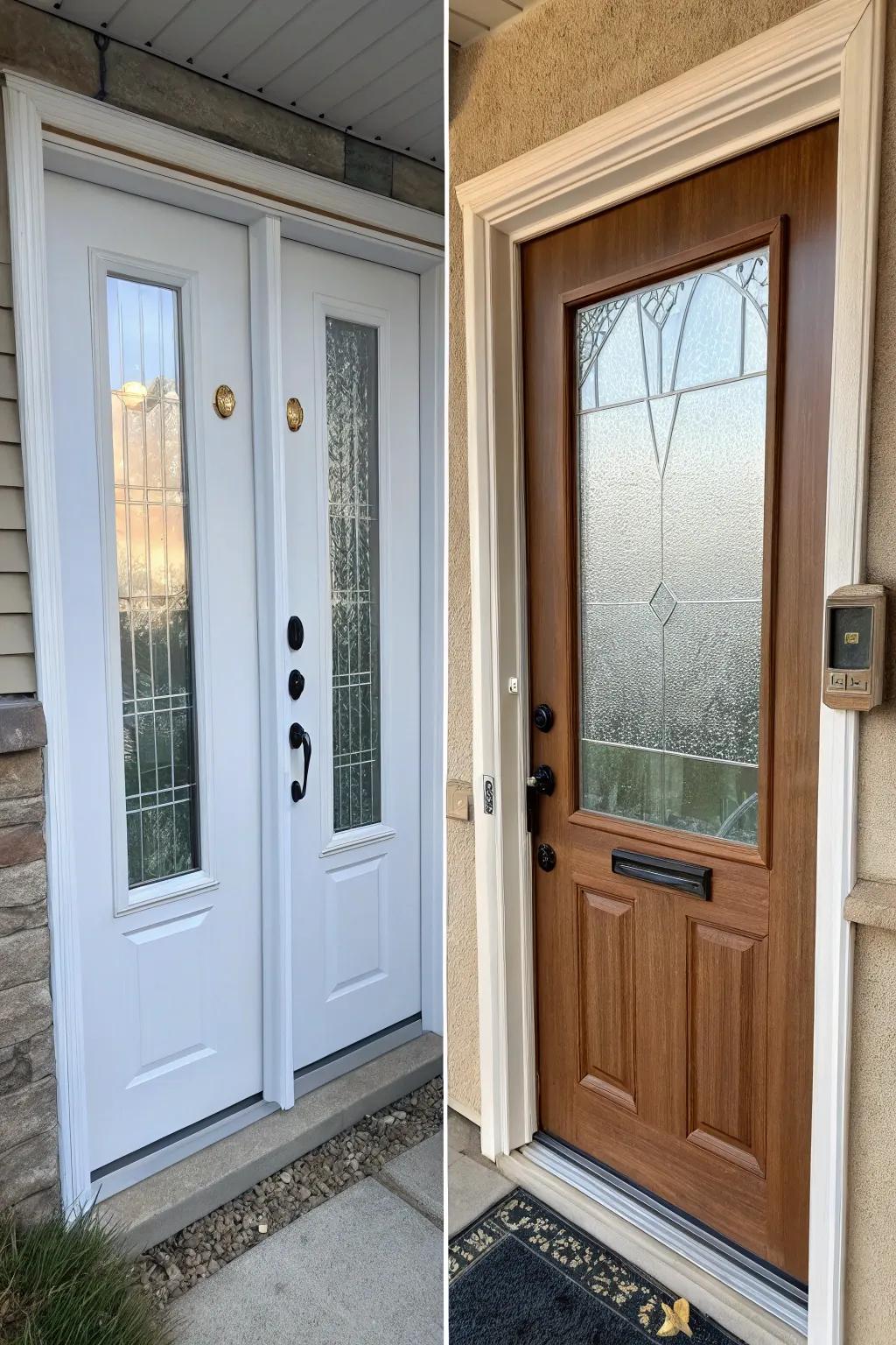 A cool before and after of a doorway's privacy change.
