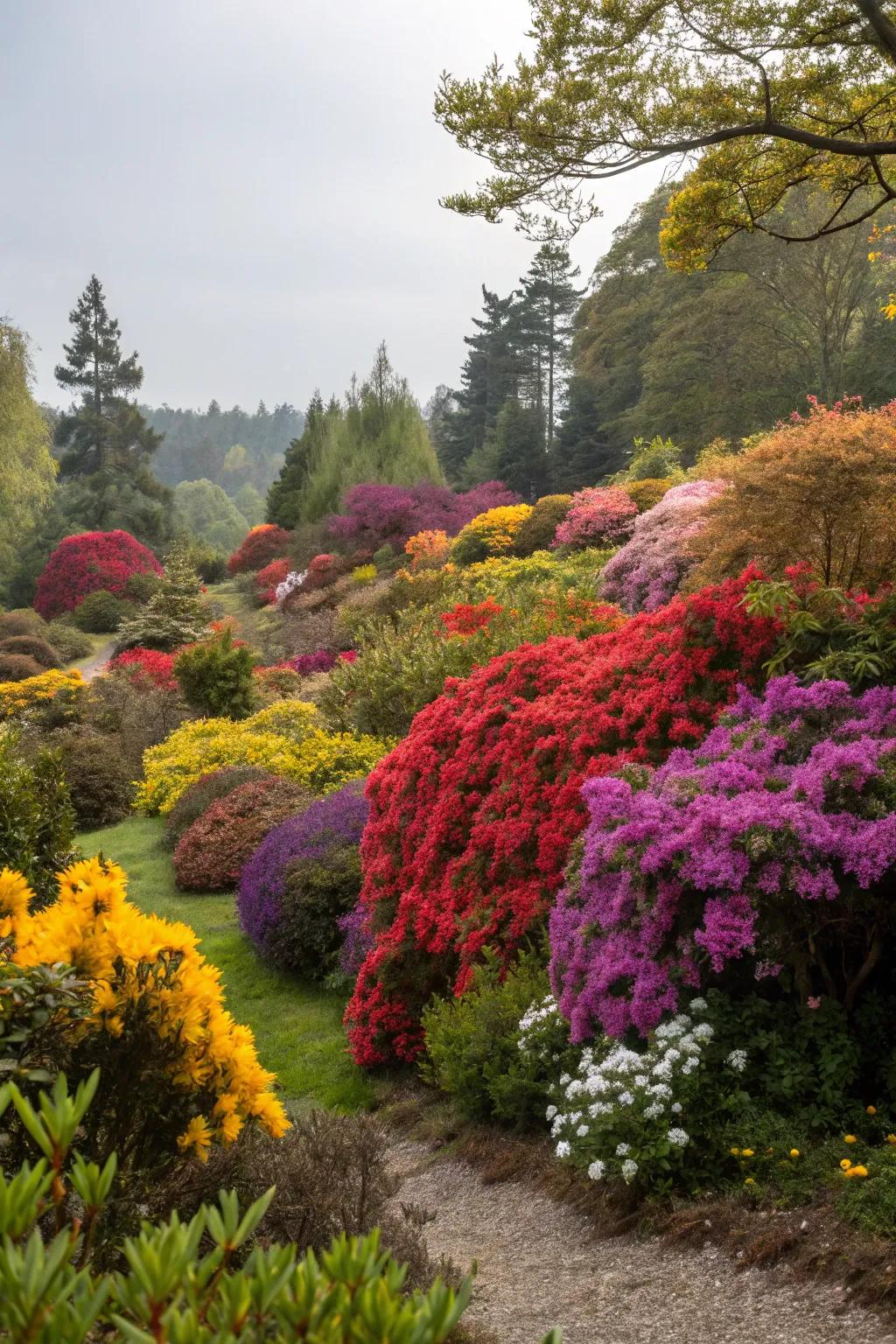 Colorful foliage creating vibrant contrasts.