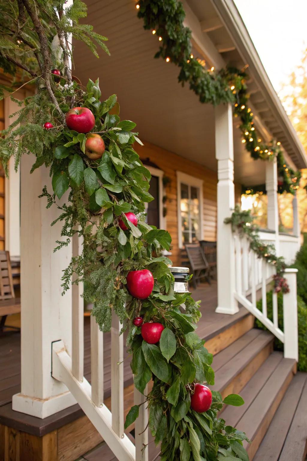 Apples introduce a festive and fresh twist to your garland.
